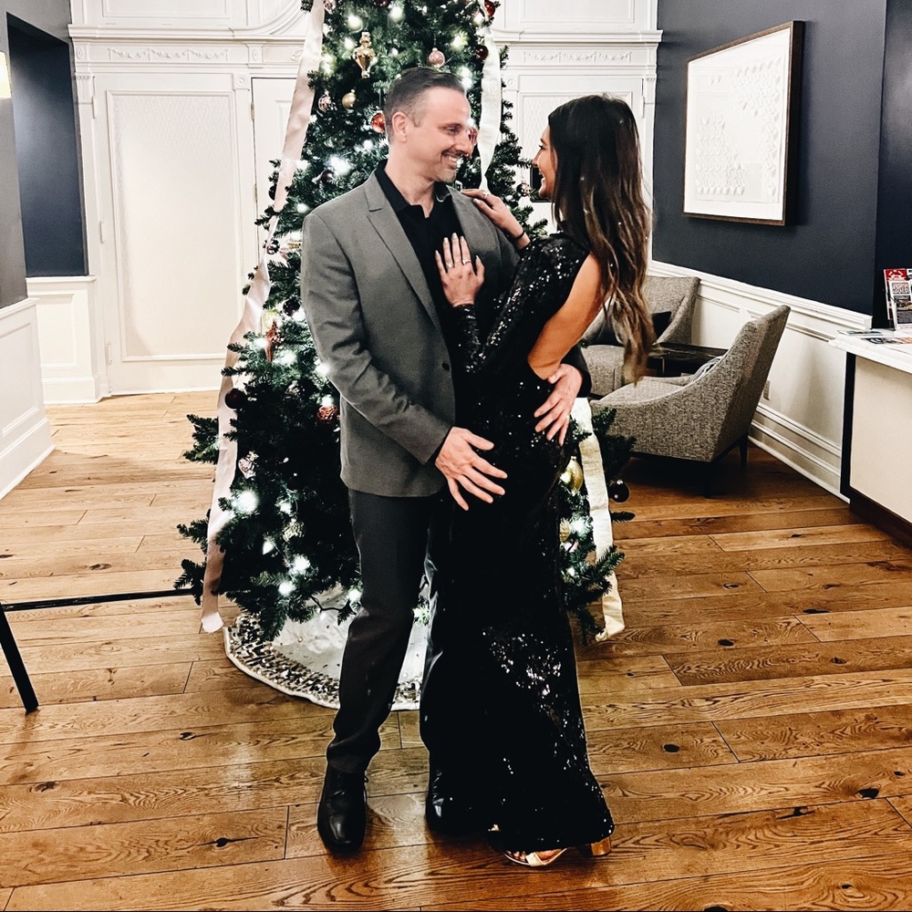 Black sequin long sleeve dress